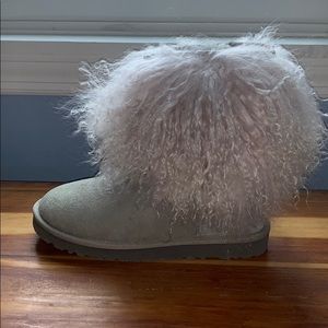 UGG grey furry low rise boot